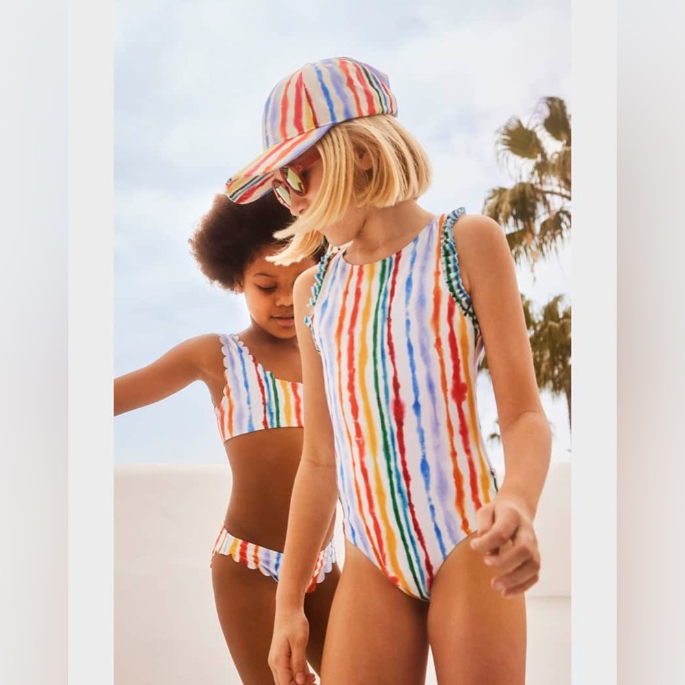 Molo Colorful Striped Kids Swimsuit, Size 9